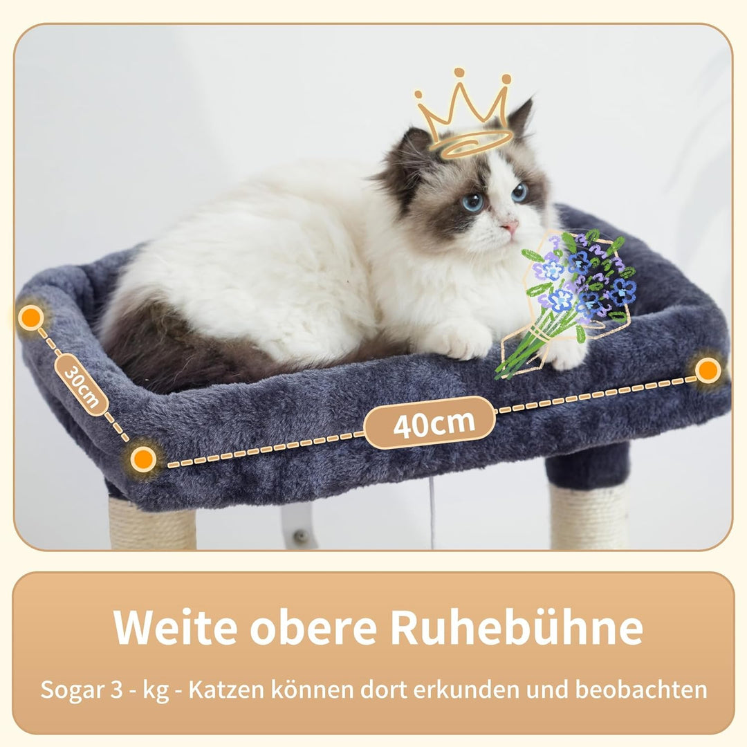 Heybly Kratzbaum, Katzenbaum mit Extra Grossem, Weichem Katzenkorb, Katzenkratzbaum mit Geräumigem K