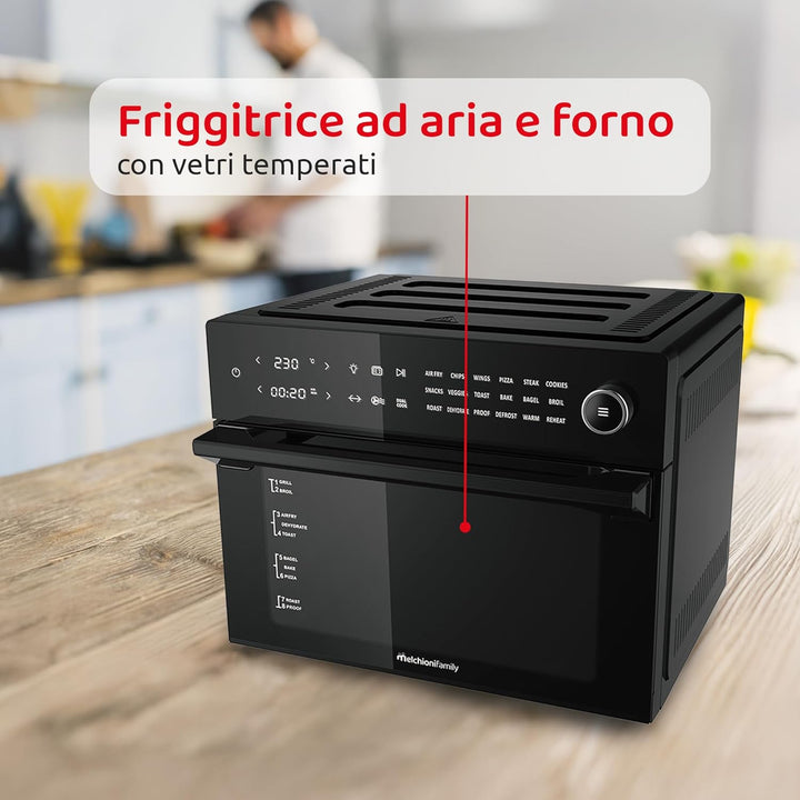 Melchioni Family | Heissluftfritteuse mit 30 Liter Kapazität BENEDETTA, Digitales Display, Dual Cook