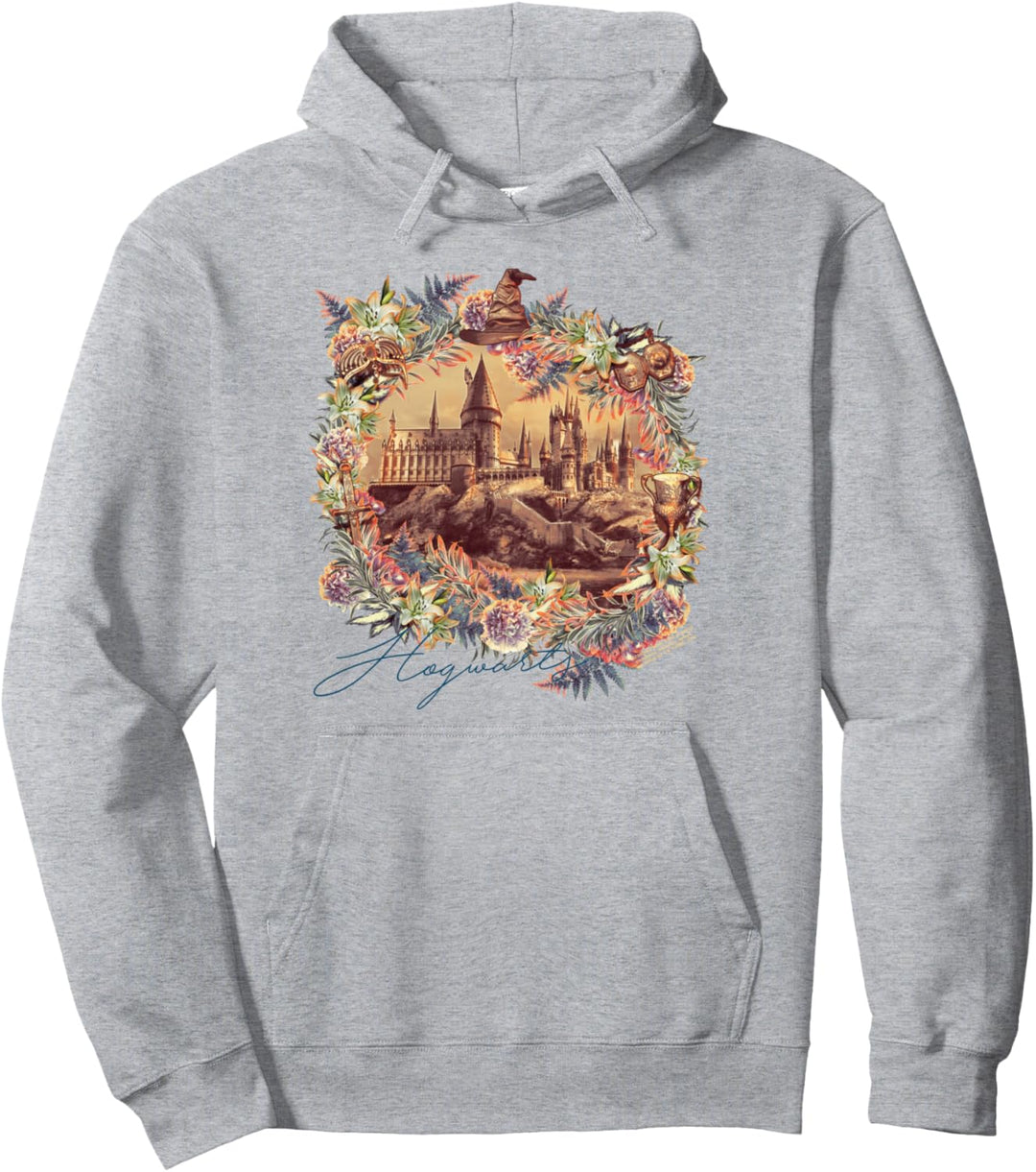 Harry Potter Hogwarts Floral Wreath Pullover Hoodie