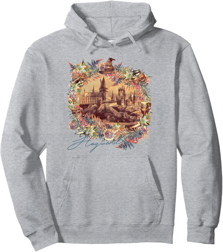 Harry Potter Hogwarts Floral Wreath Pullover Hoodie