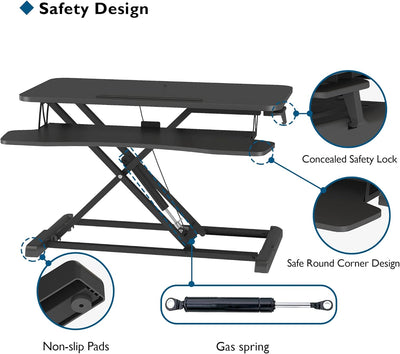 BONTEC Steh-Sitz Schreibtisch Steharbeitsplatz Stehpult Standtisch Ergonomische Höhenverstellbar für