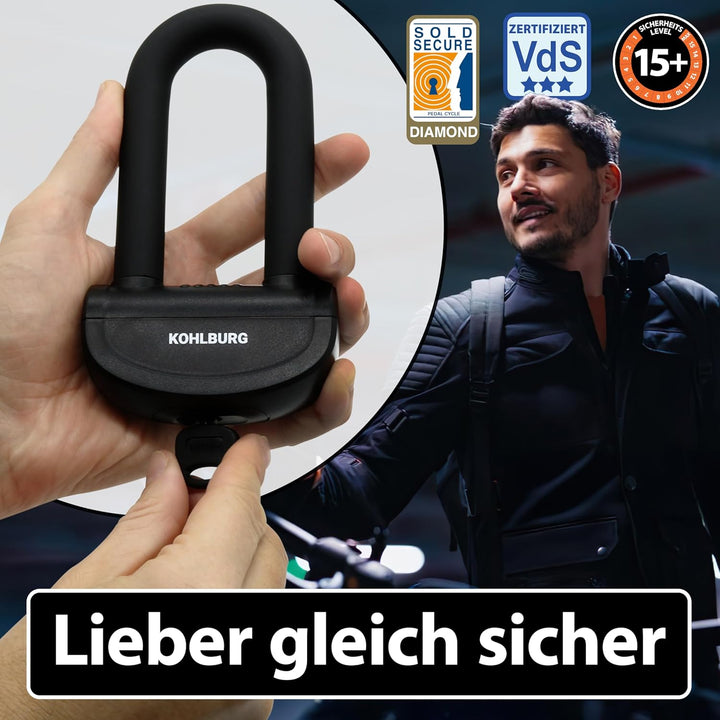 KOHLBURG sicheres Motorradschloss - Bremsscheibenschloss mit höchster Sicherheitsstufe 10plus von 10