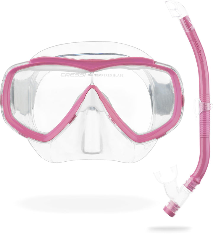 Cressi Estrella Jr - Maske zum Tauchen und Schnorcheln Transparent/Rosa Maske + Schnorchel, Transpar