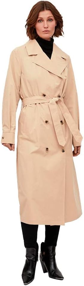 Vila Damen Vimersin Long Trenchcoat-Noos Mantel 38 Sesame, 38 Sesame