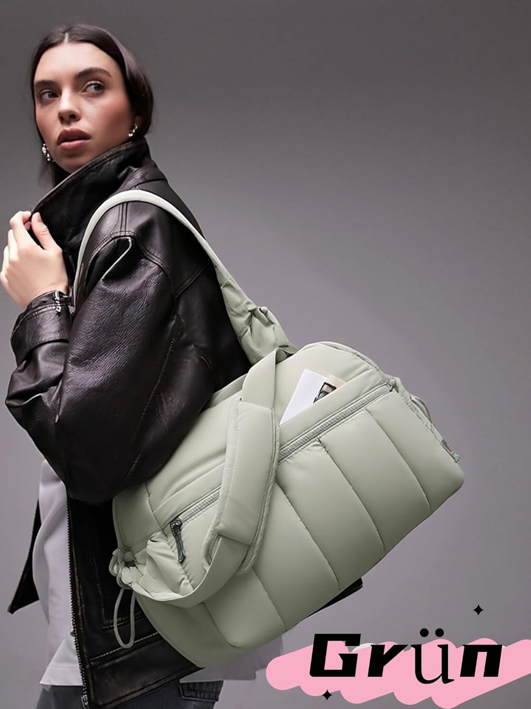 Puffer Reisetasche Damen, Sporttasche Gym Travel Bag, Handgepäck Tasche Weekender mit PVC nasse Tasc