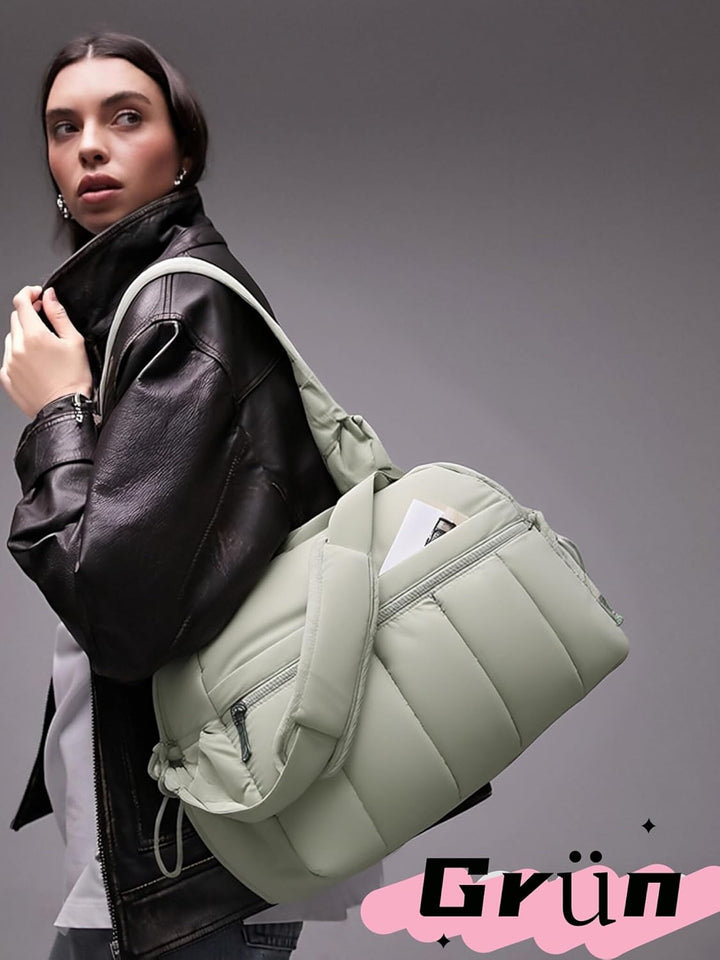 Puffer Reisetasche Damen, Sporttasche Gym Travel Bag, Handgepäck Tasche Weekender mit PVC nasse Tasc