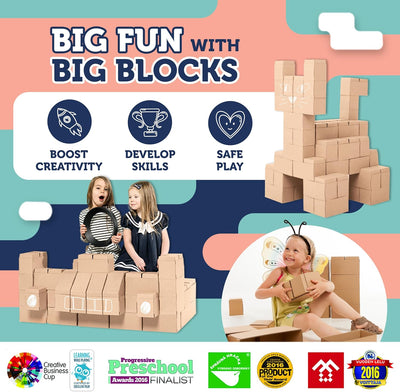 GIGI G-2 Bloks XXL kartonbausteine 60 stück set, mit neuem verriegelungssystem, robust und einfach z