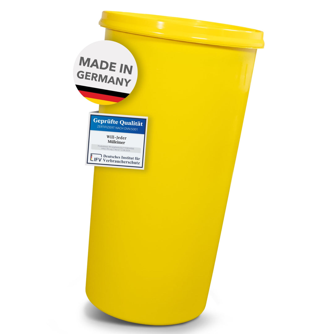 Mülleimer 60l mit geruchsdichtem Deckel (Gelb), Gelber Sack Ständer, Made in Germany, Müllsackstände