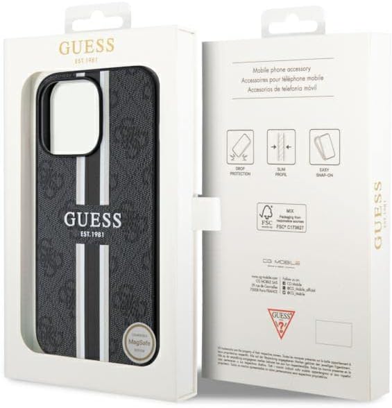 Guess GUHMP13LP4RPSK Hülle für iPhone 13 Pro / 13 6,1" Schwarz hardcase 4G Printed Stripes
