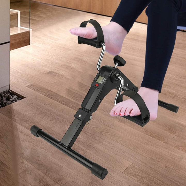 Mini Stepper Fitnessgerät für Zuhause, Hydraulischer Heimtrainer mit Widerstandsbändern & LCD Displa