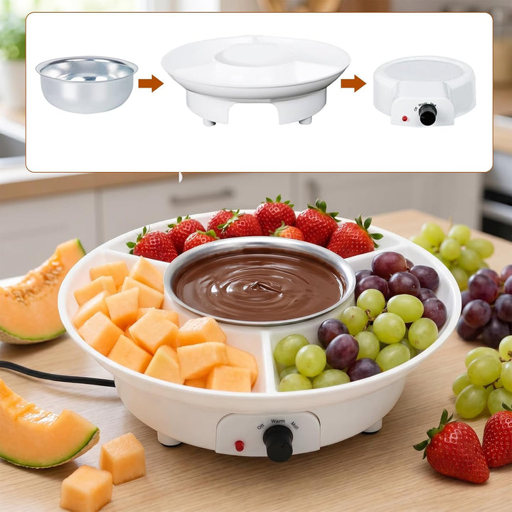 Elektrisches Schokofondue-Set mit 4 Spiessen, 260 ml Schokoladenbrunnen, 2 Temperaturstufen zum Schm
