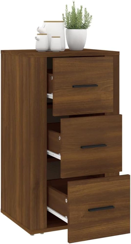 FIRBNUS Bücherschranks 40x33x70 cm Seitenschrank mit 3 Schubladen Beistellschrank Schubladenschrank