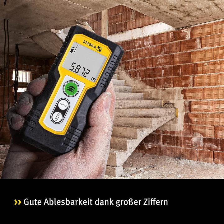 STABILA Laser-Entfernungsmesser LD 220, max. Messbereich 50 m, 4 Messfunktionen (u. a. Fläche und Vo