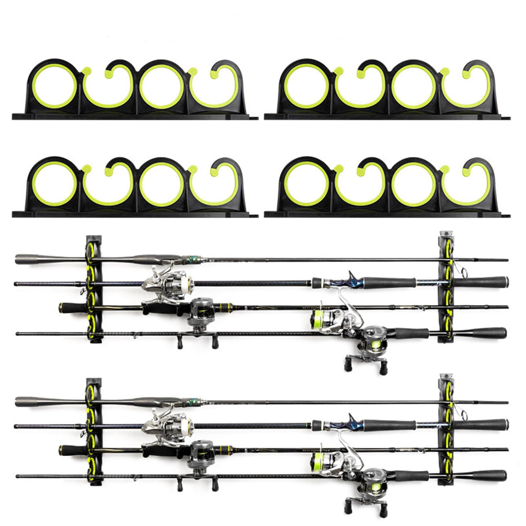 Angelrutenhalter Wand,2 Paare Horizontale Angelruten-Rutenhalter für 8 Ruten für Garage, Wand oder D