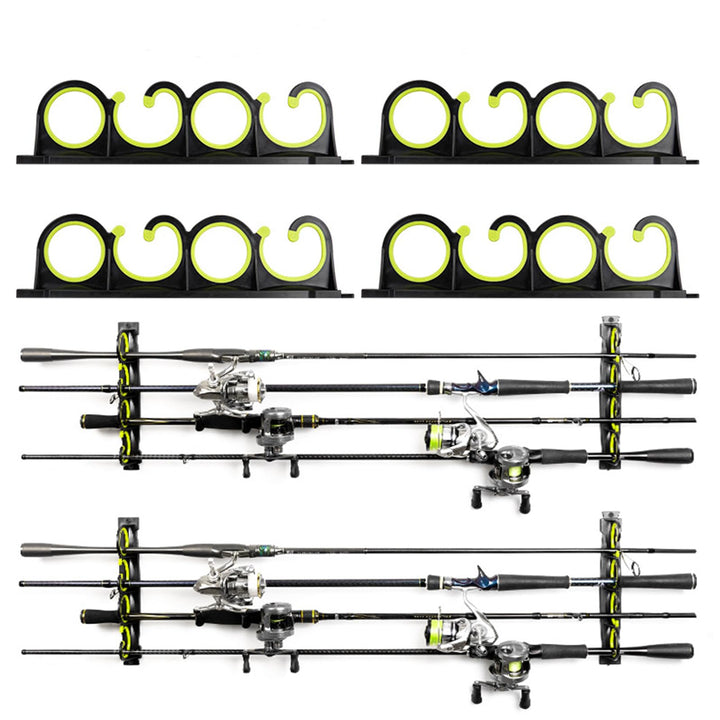 Angelrutenhalter Wand,2 Paare Horizontale Angelruten-Rutenhalter für 8 Ruten für Garage, Wand oder D