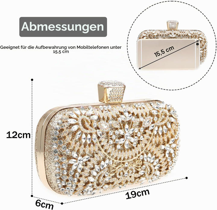 COAIMANEY Damen Glitzernde Clutch, Abendtasche Unterarmtasche Umhängetasche mit Strass-Pailletten un