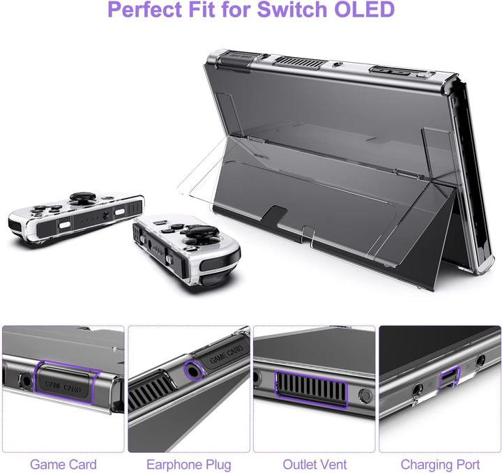 Switch OLED Zubehör Paket - 18 in 1 Bundle mit Hülle, Switch Spielehülle, OLED Bildschirmschutz, Stä