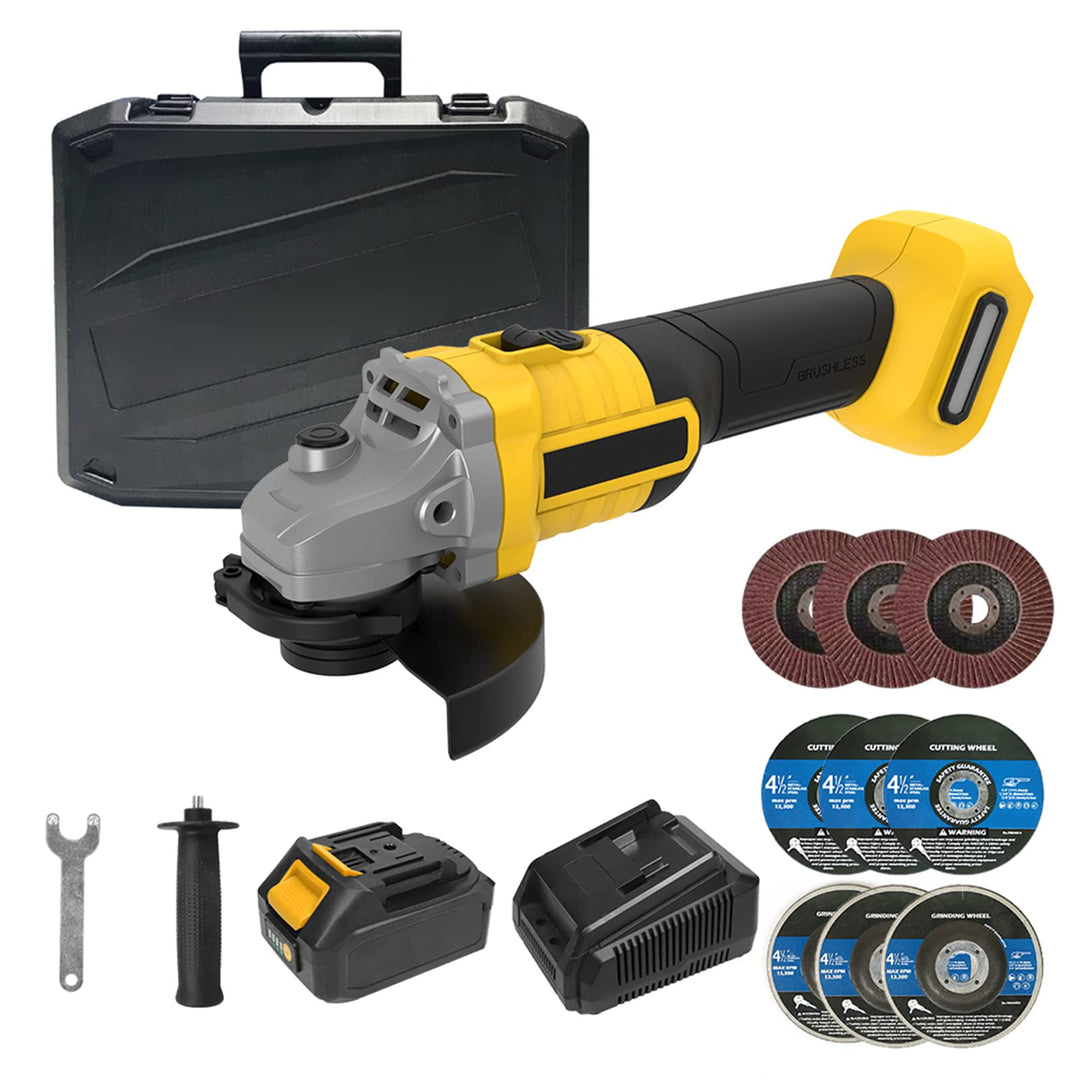 Akku Winkelschleifer, Hancaner Akku Flex 20V/4 Ah Trennschleifer mit 6 Trennscheiben 115 mm mit Bürs