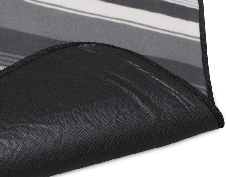 normani Outdoor Campingdecke Fleece mit Tragegriff wasserdicht isoliert Grau Gestreift 140 x 180 cm,