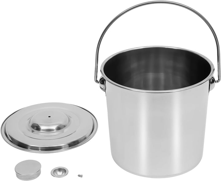 Eimer Edelstahleimer Kücheneimer Futtereimer Milcheimer Sektkühler EIS-Eimer mit Edelstahl Deckel,6L