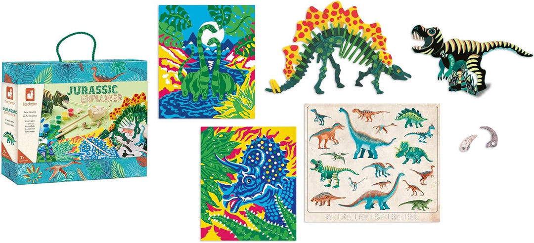 Janod - Dino-Forscher - Entdecker-Koffer - Kreativset - 6 Verschiedene Aktivitäten - Basteln für Kin