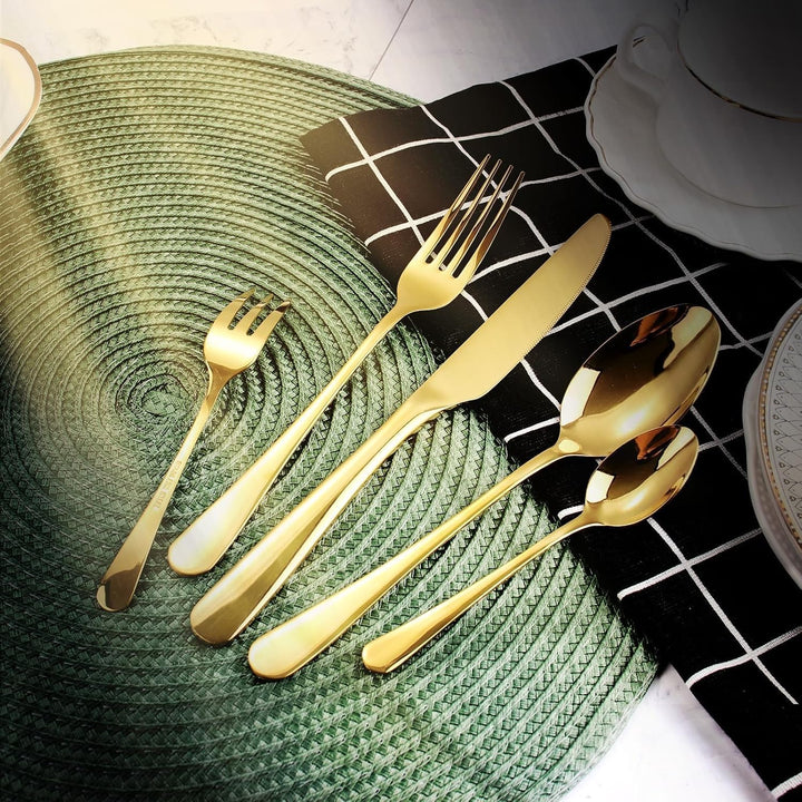 Targizer Besteck Set für 12 Personen, 60 teilig Edelstahl Gold Besteck Set Glänzendes Essbesteck Set