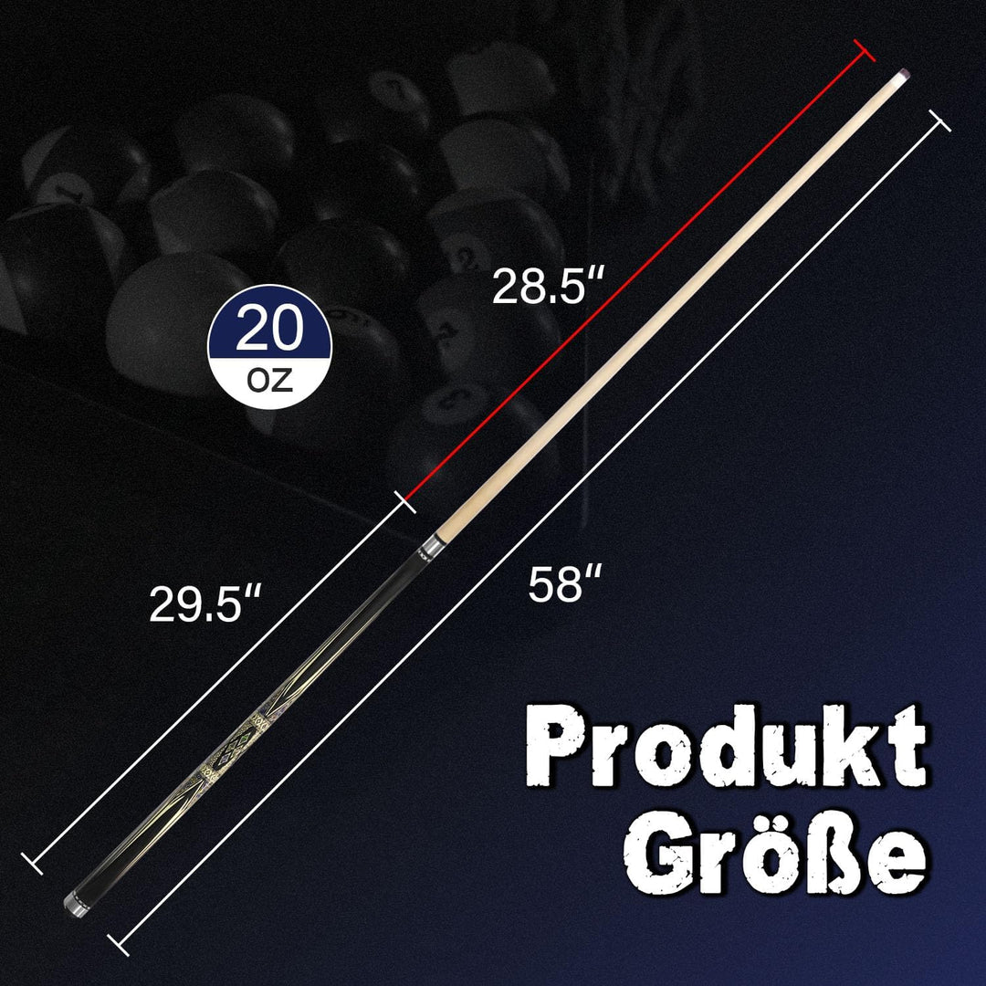 Pool Cue Stick Billard Queue,58“ Pool-Billardqueue BillardStock 12,5 mm Lederspitze Cue Sticks for P