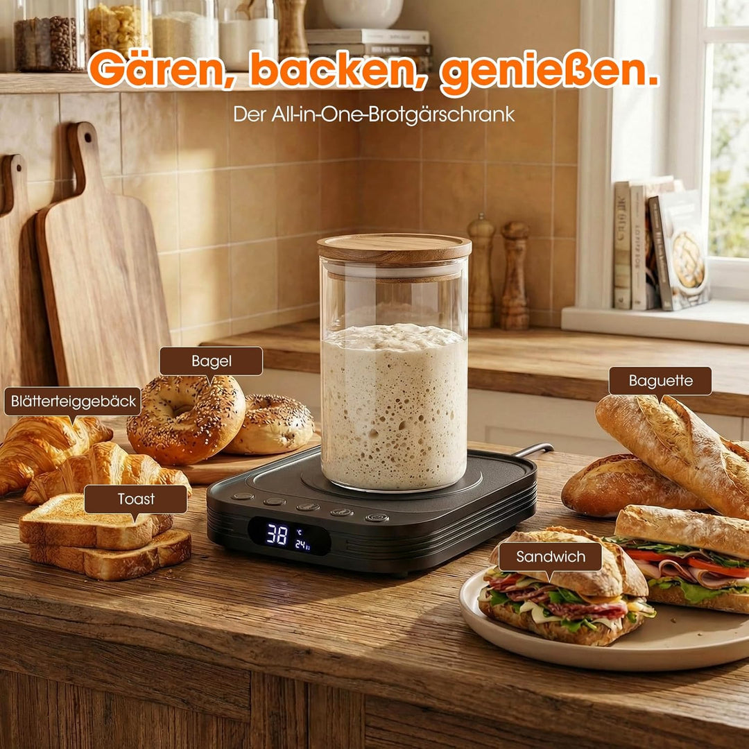 MQUPIN Sauerteig Starter Wärmer, 21-38°C Präzise 1°C Thermostat Sauerteigwärmer, Warmhalteplatte für