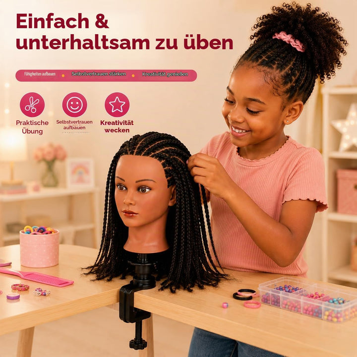 Mannequin Kopf 100% Echthaar Afro Cosmetology Haar Mannequin Kopf afrikanischer Amerikanischer Übung