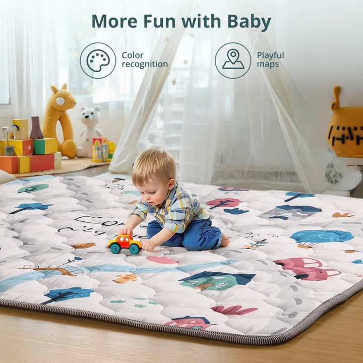 COMOMY Krabbelmatte Baby 180x200x2,5cm, Extra Dicke und Weiche Spielmatte Baby Faltbar, Rutschfeste