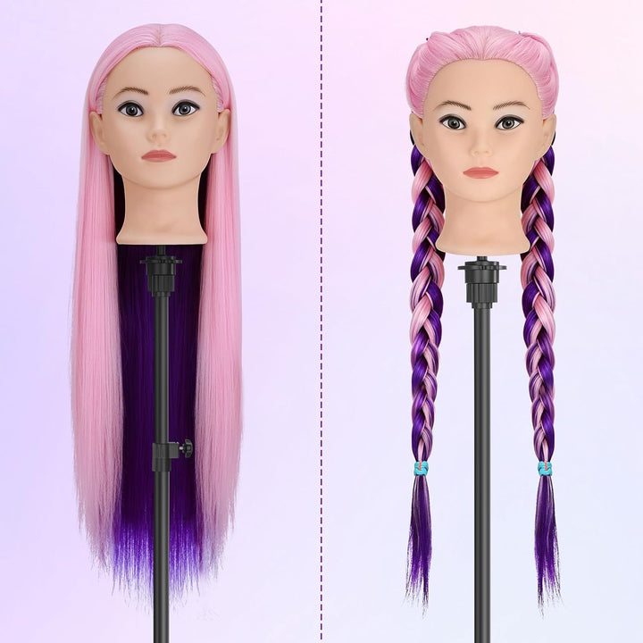 TwoWin Friseurkopf Echthaar mit Ohrlöchern, 71 cm (28 Zoll) 100% Synthetischer Mannequin Frisierkopf