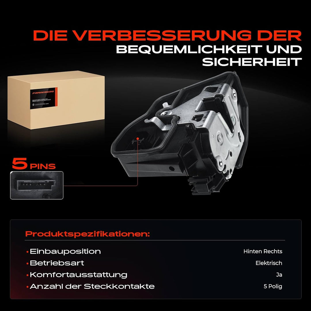 Frankberg Türschloss Stellmotor Hinten Links 5-Polig Kompatibel mit 1er 2009-2019 3er 2009-2019 5er