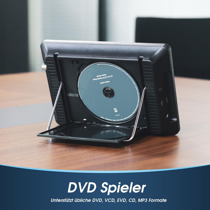 August DA383-10“ tragbarer HD Fernseher mit DVD Player&integriertem Akku-DVB-T2 mini LCD TV mit EPG/