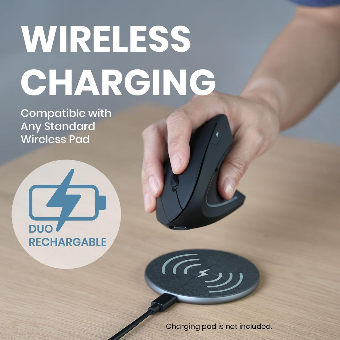 Perixx PERIMICE-713R Wireless Rechargeable Vertical Mouse - Duo Wired and Wireless Charging Feature