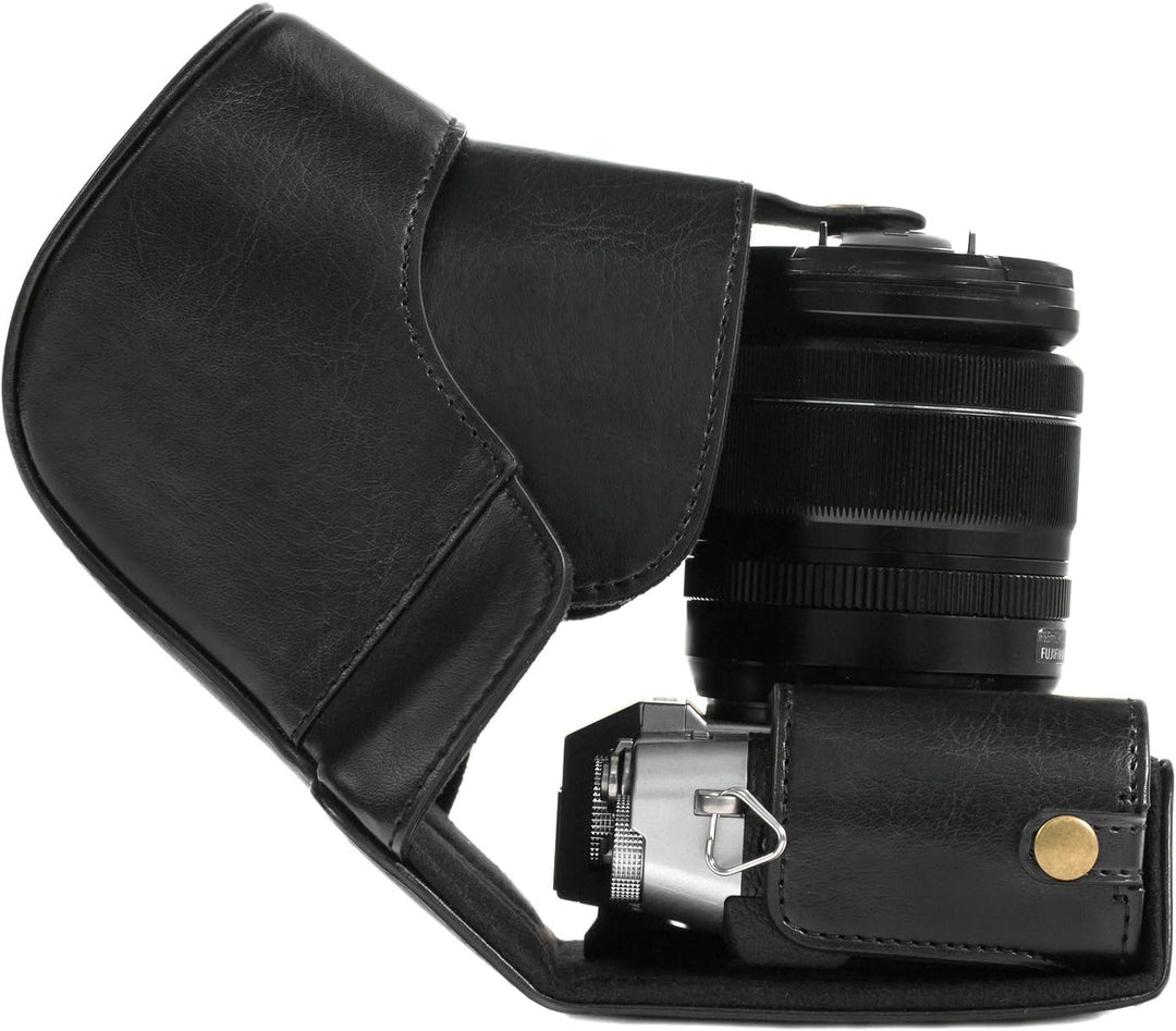 MegaGear MG576 Ever Ready Leder Kameratasche mit Trageriemen kompatibel mit Fujifilm X-T30, X-T20 (1
