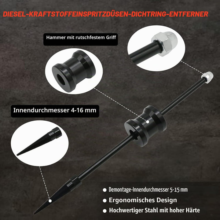 CHANG QI Diesel Injektor Dichtung Abzieher Set, Injektor Werkzeug Entfernung Werkzeug Schwarz Ergono