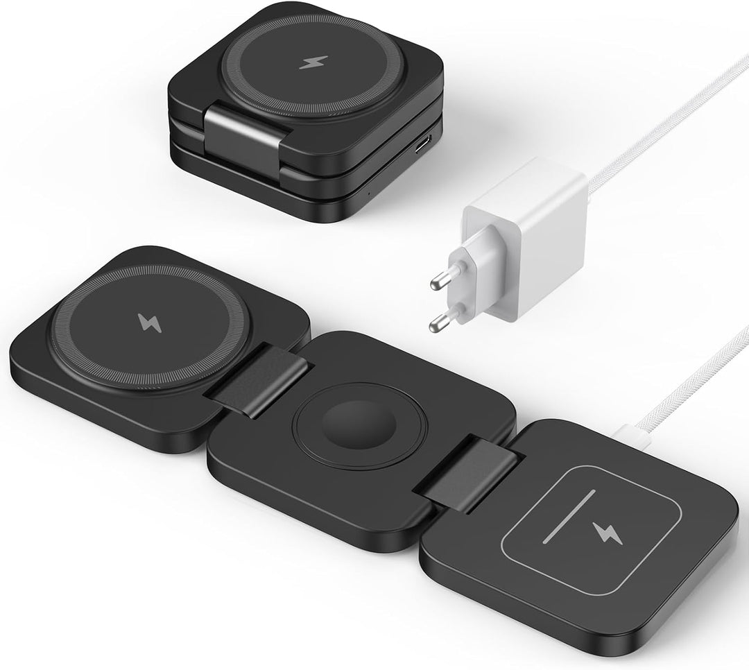 KU XIU Induktive Ladestation Kompatibel mit Magsafe Ladegerät,3-in-1 Ladestation für iPhone 17/16/15