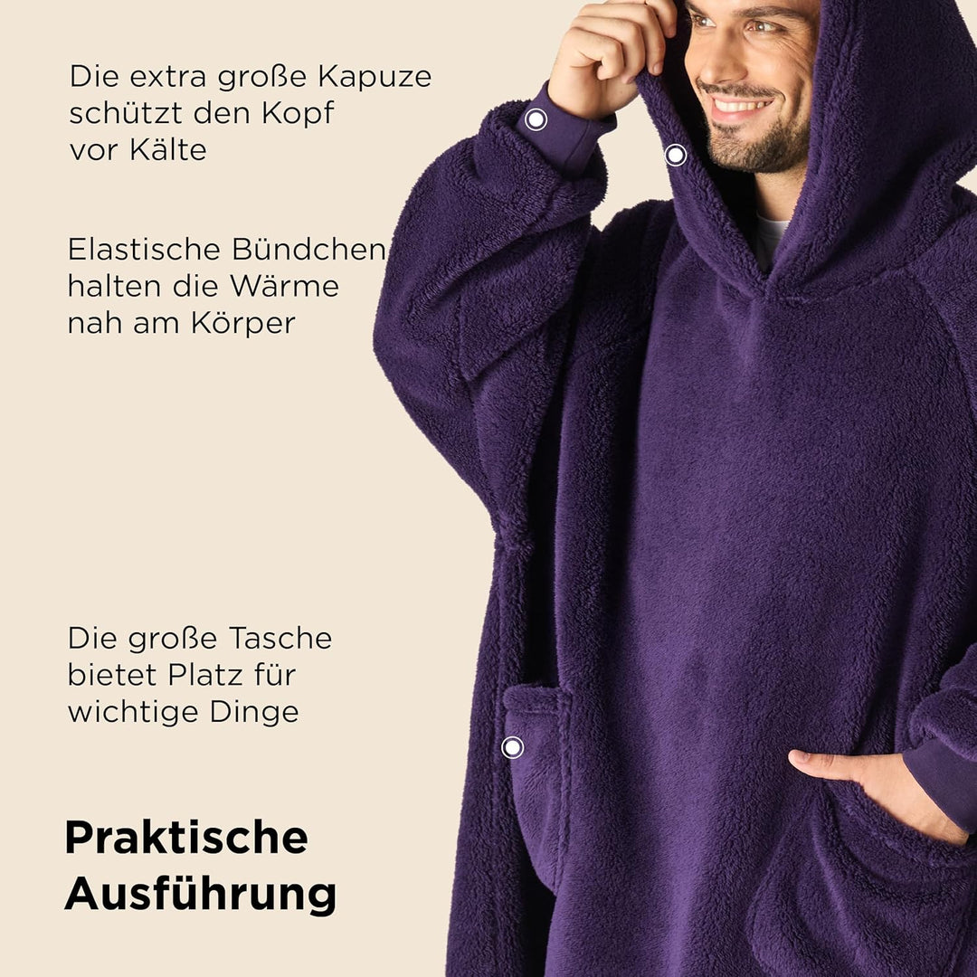 BEDSURE Hoodie Decke mit Ärmeln Deckenpullover - Tragbare Decke zum Anziehen als Geschenke für Fraue