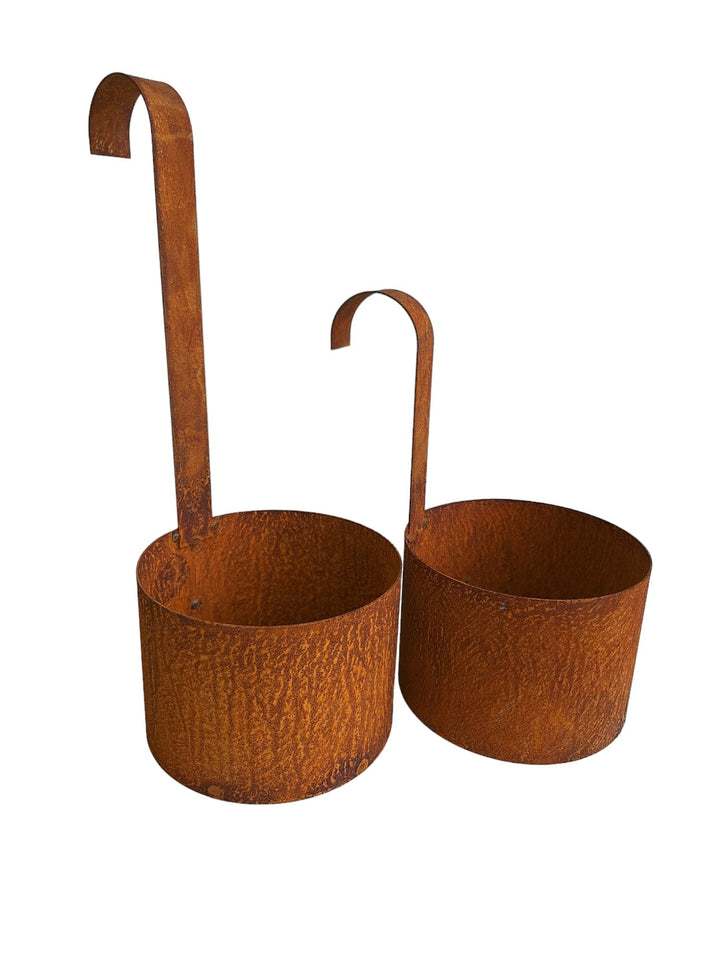 Bornhöft 2er Set Rost Deko Garten Pflanztopf zum Hängen Edelrost Gartendeko Hängetopf Übertopf rosti