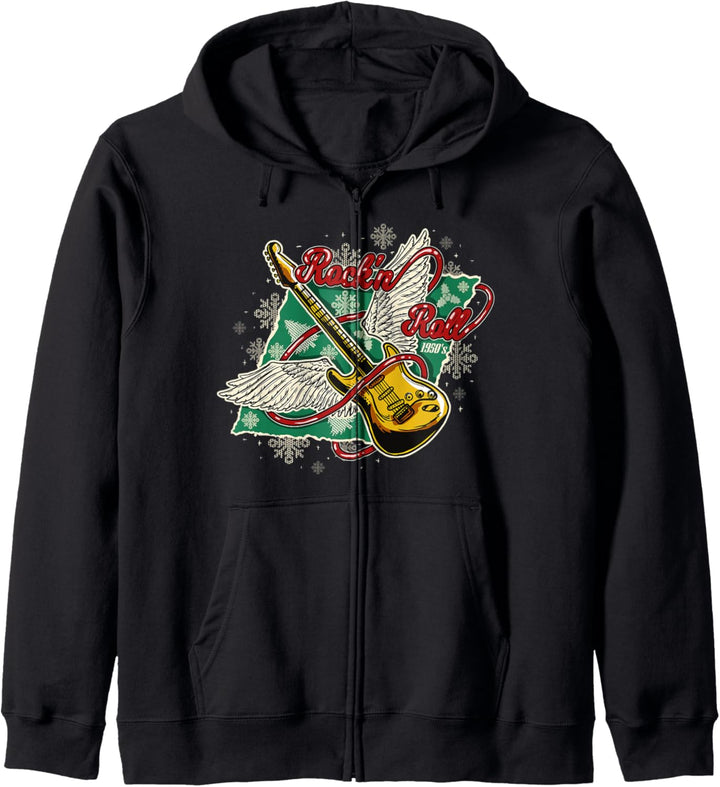 Rock n Roll E-Gitarre Rockmusik Rocker Weihnachten Kapuzenjacke