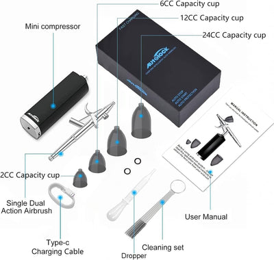 Autolock Airbrush Set 32PSI Kompressor Tragbares kabelloses Airbrush Kit und wiederaufladbares manue