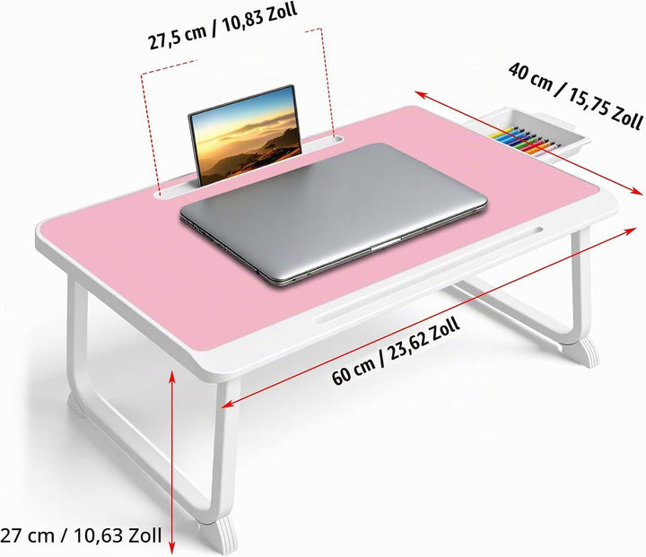 Laptop Bett Tisch - Schreibtisch, Nachttisch mit Schublade, für Laptop, Lesen, Schreiben, Essen und