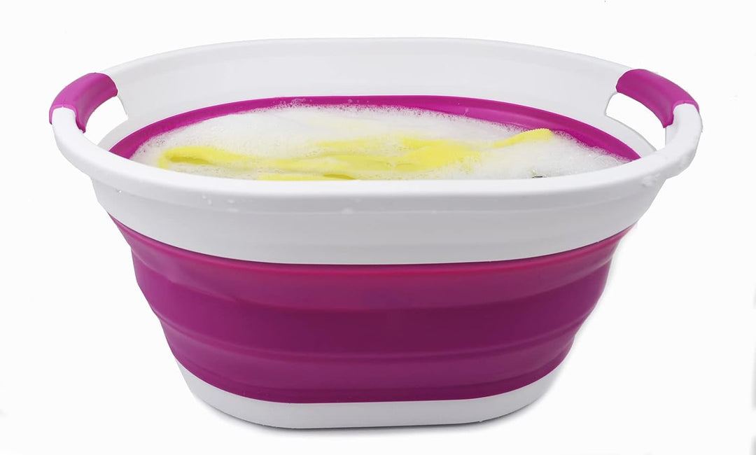 SAMMART 32L zusammenklappbarer Kunststoff-Wäschekorb – Faltbarer Pop-Up-Aufbewahrungsbehälter/Organi