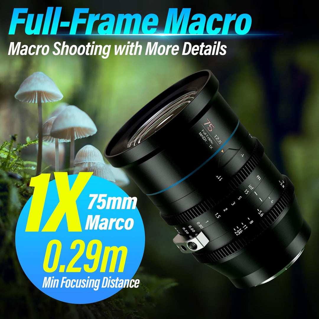 SIRUI 75 mm Jupiter Makro T2.8 Vollformat Cine Prime Objektiv, für EF-Mount Kameras, kompatibel mit