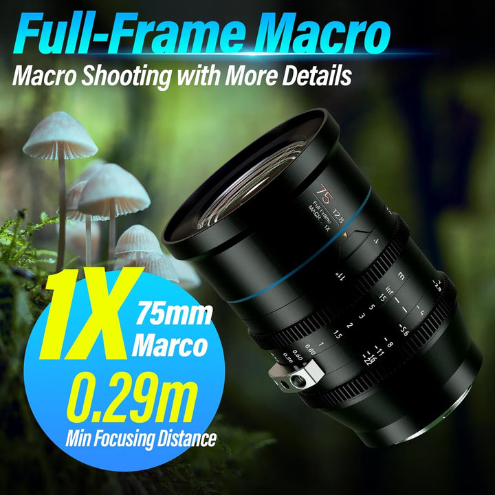 SIRUI 75 mm Jupiter Makro T2.8 Vollformat Cine Prime Objektiv, für EF-Mount Kameras, kompatibel mit
