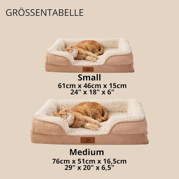 Orthopädisches Katzenbett waschbar & abnehmbar – Premium Memory Foam Haustierbett mit wasserdichtem