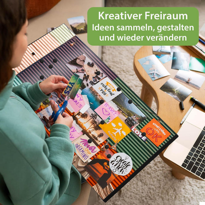 banjado Magnettafel schwarz 78 x 37cm / Magnetwand Metall/Magnetpinnwand als Memoboard/Pinnwand Magn
