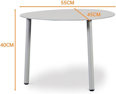 FINQA Couchtisch oval 'Venedig' mit 3 Beinen, 55 x 45 x 40 cm, Silber, Kleiner Beistelltisch aus Alu