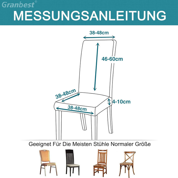Granbest Premium Wasserdicht Esszimmerstuhl Abdeckungen Satz Von 6, Elastische Hohe Zurück Stuhlhuss