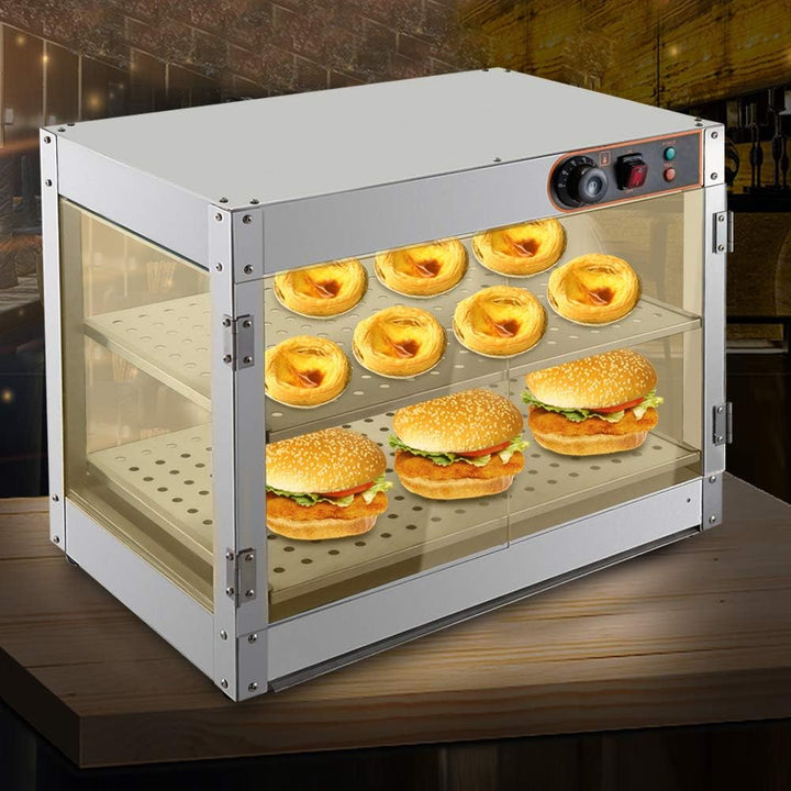 Catering Heisse Theke Warmhaltevitrine Wärmetheke Aufsatzvitrine mit Beleuchtung,800W 30-85 °C therm